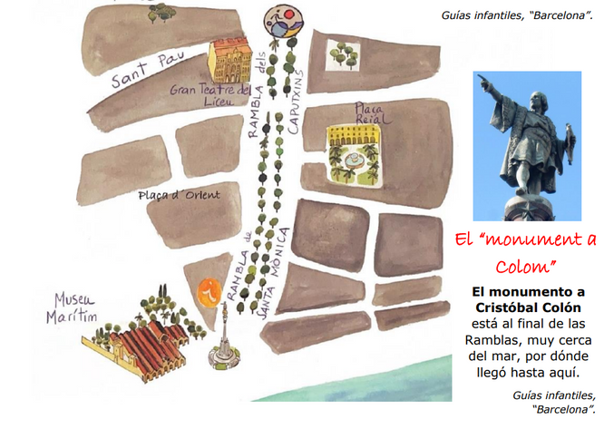 El monumento a Colom y mapa